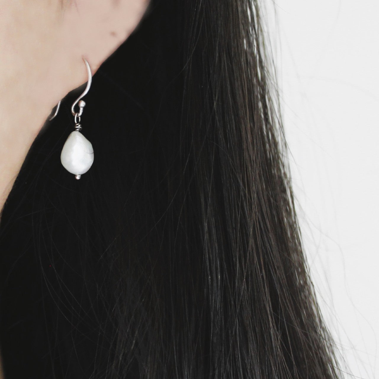 Natural Tiny Baroque Freshwater Pearl 14k Gold Filled/925 Sterling Silver Dangle Earrings
