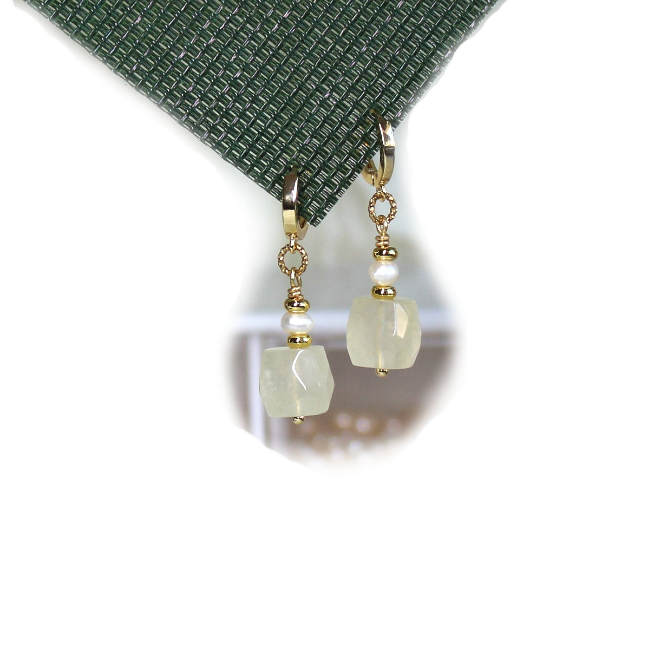 Natural Faceted Lemon Quart with Freshwater Pearl CZ Stud Dangle Earrings/925 Sterling Silver Needle