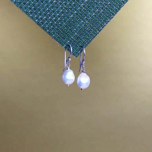 Natural Tiny Baroque Freshwater Pearl 14k Gold Filled/925 Sterling Silver Dangle Earrings