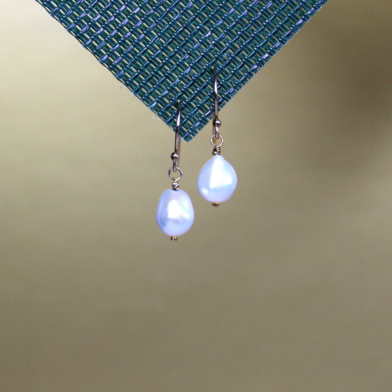 Natural Tiny Baroque Freshwater Pearl 14k Gold Filled/925 Sterling Silver Dangle Earrings