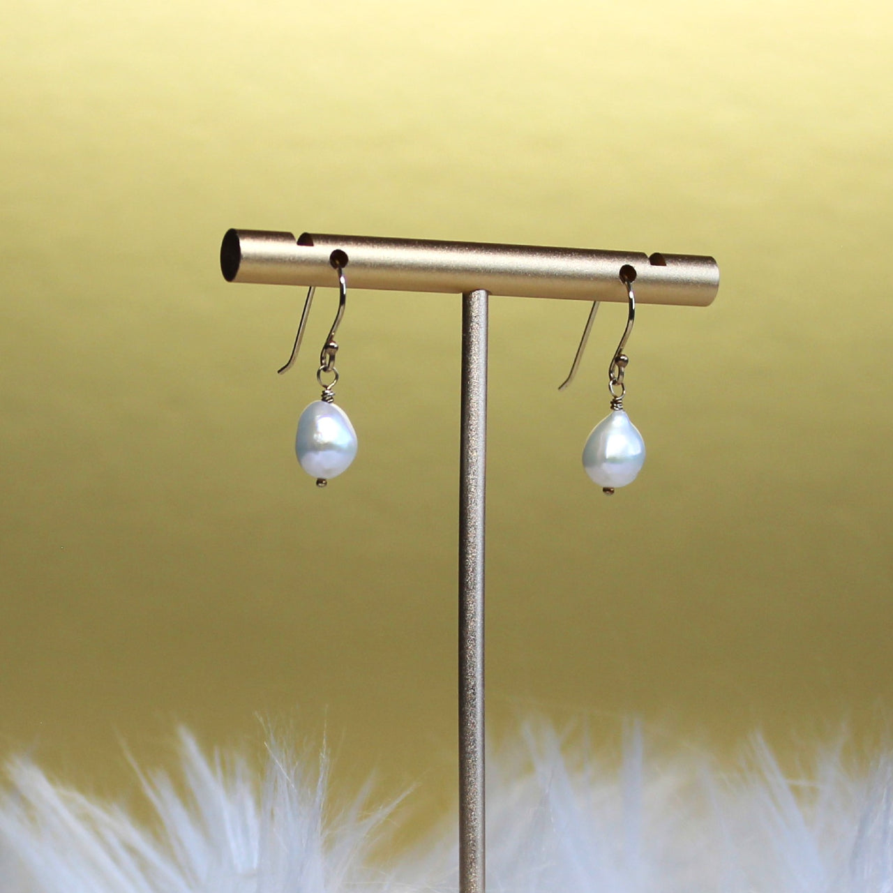 Natural Tiny Baroque Freshwater Pearl 14k Gold Filled/925 Sterling Silver Dangle Earrings