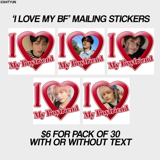 'i love my bf' mailing stickers