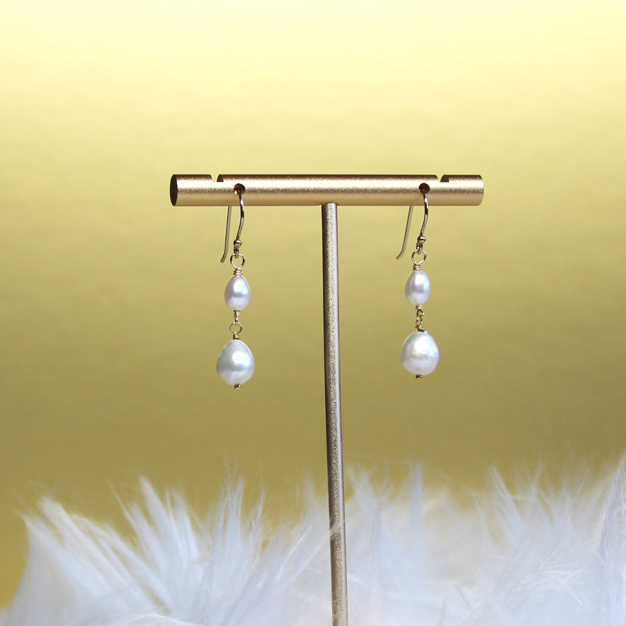 Natural Tiny Baroque Freshwater Pearl 14k Gold Filled/925 Sterling Silver Dangle Earrings