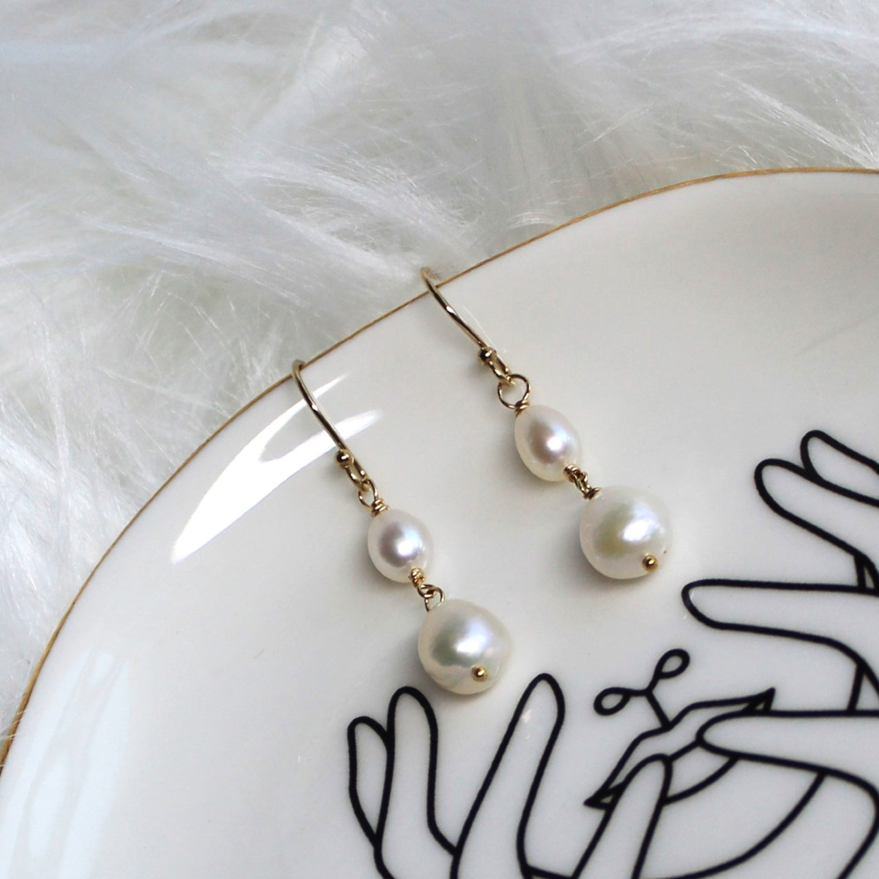 Natural Tiny Baroque Freshwater Pearl 14k Gold Filled/925 Sterling Silver Dangle Earrings
