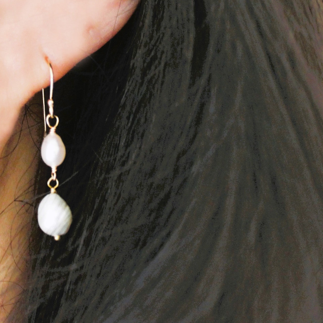 Natural Tiny Baroque Freshwater Pearl 14k Gold Filled/925 Sterling Silver Dangle Earrings