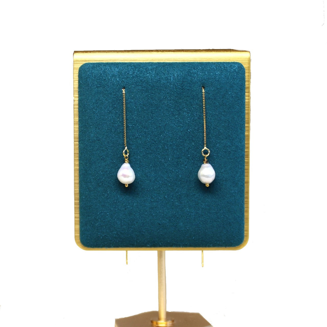 Natural Tiny Baroque Freshwater Pearl Threader 925 Sterling Silver Dangle Earrings