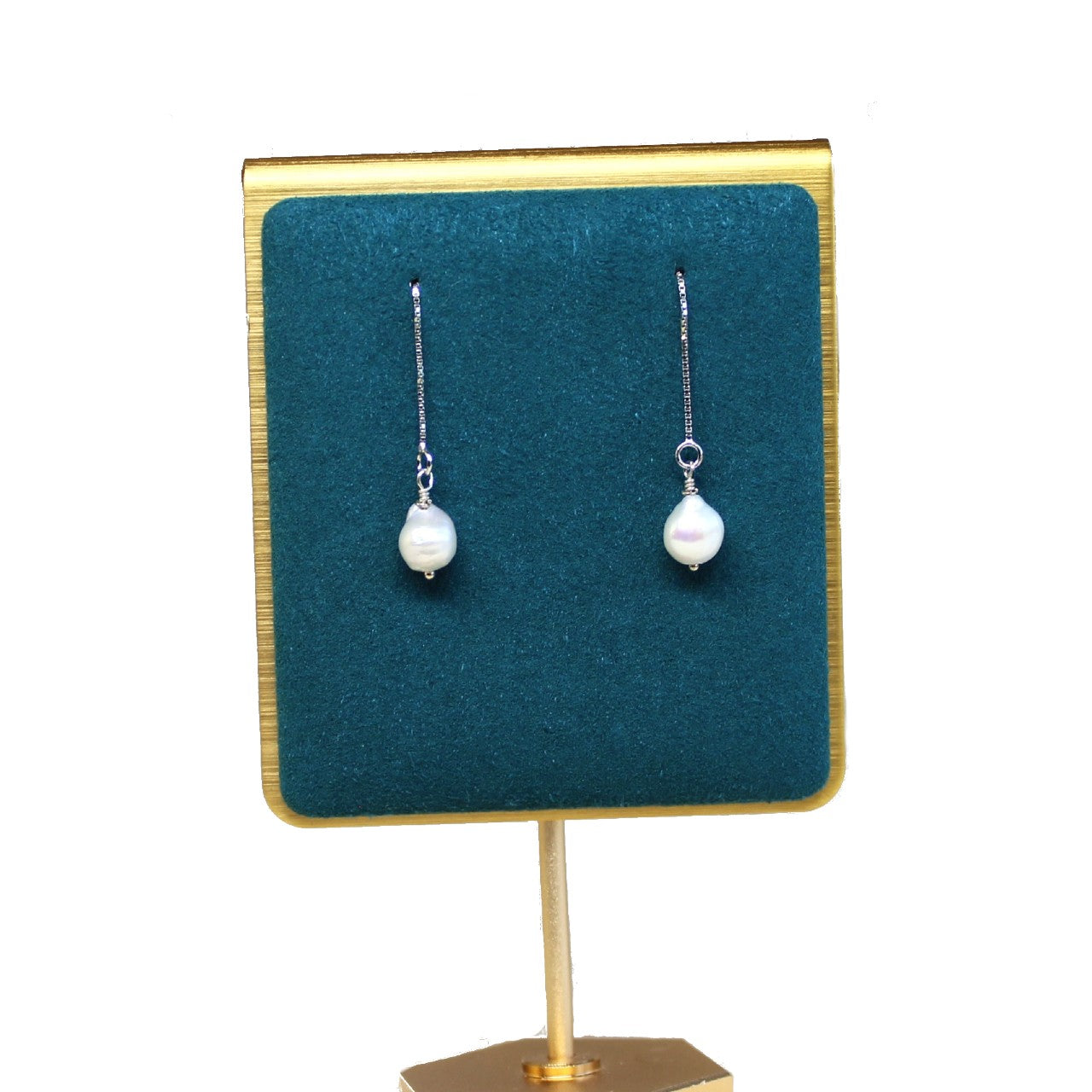 Natural Tiny Baroque Freshwater Pearl Threader 925 Sterling Silver Dangle Earrings