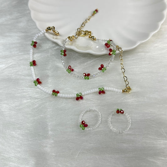 lo$er=lo♡er taehyun inspired cherry bracelet & ring