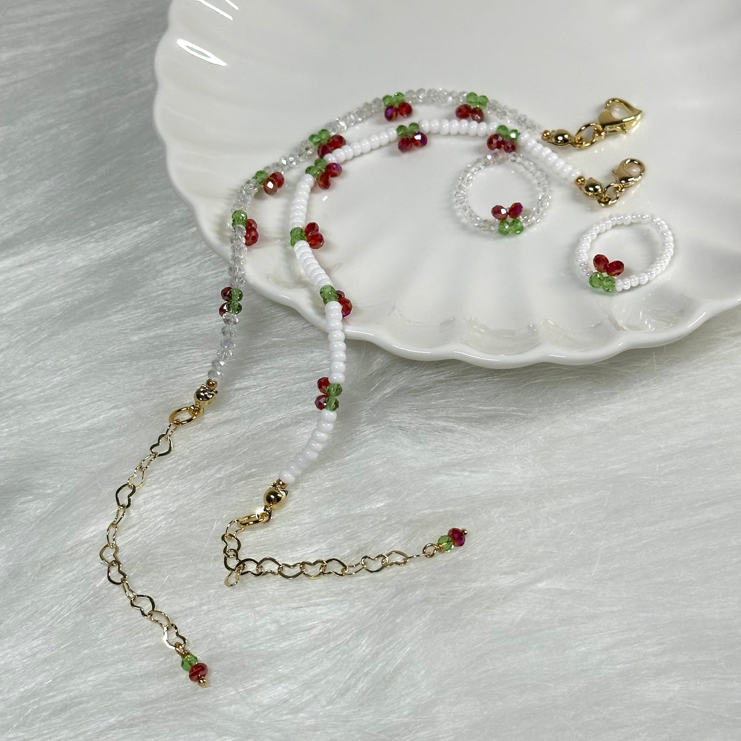 lo$er=lo♡er taehyun inspired cherry bracelet & ring