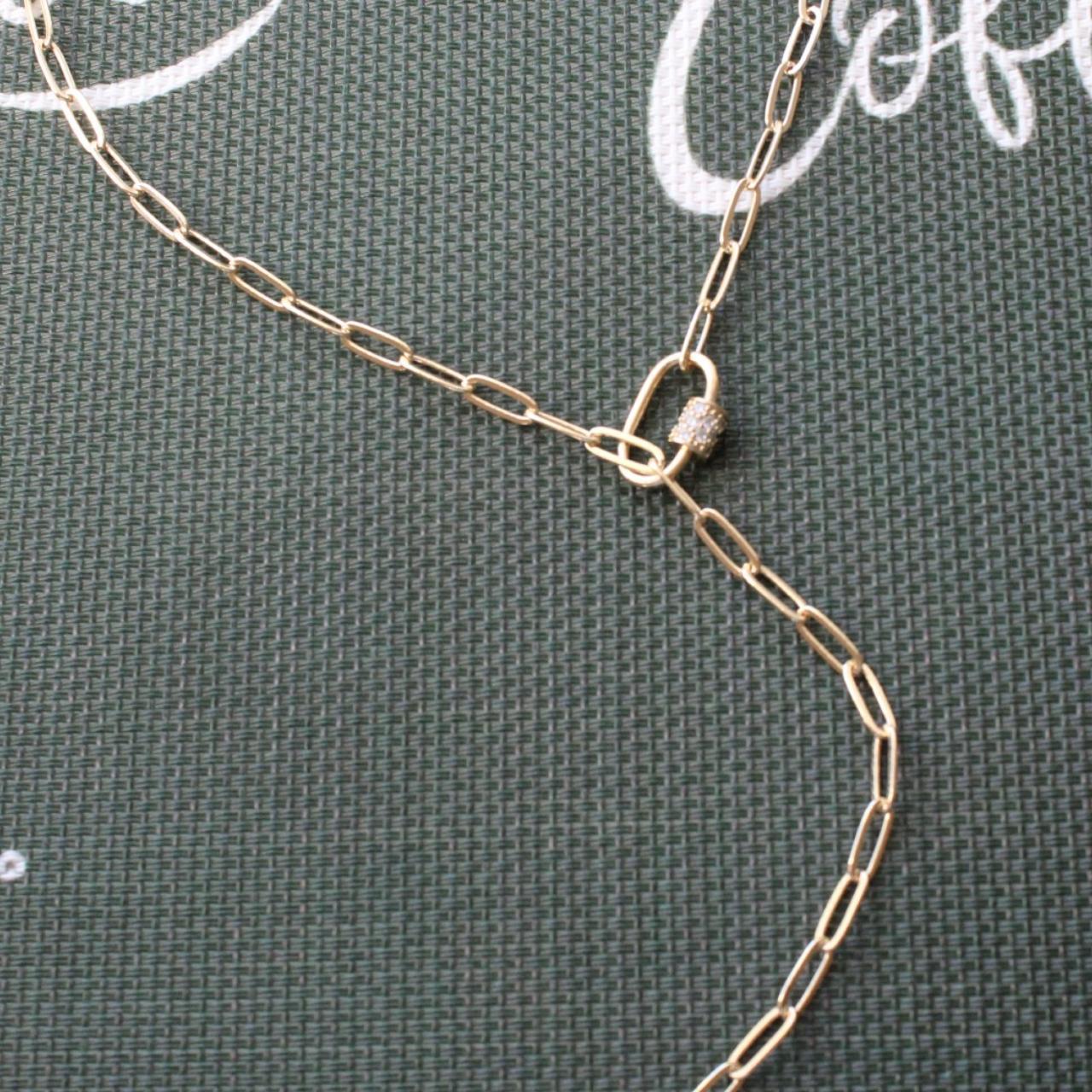 Chunky Gold Y Link Lariat Necklace