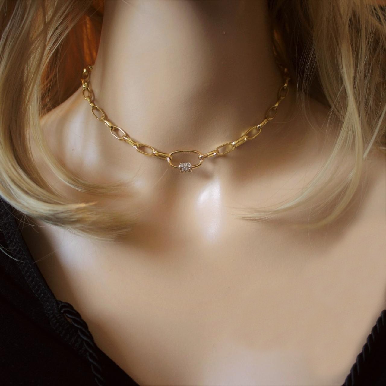 24k gold filled chunky link necklace