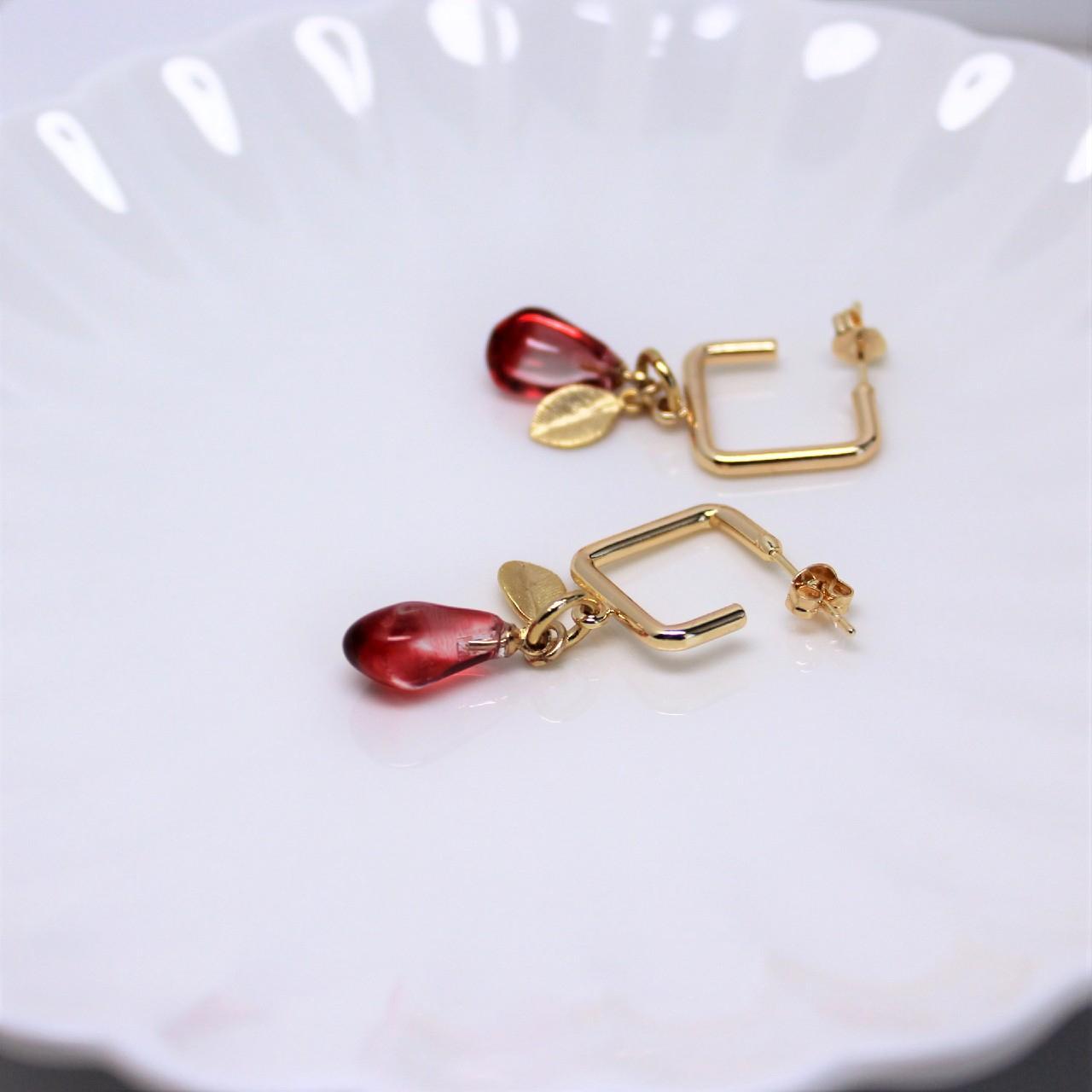 resin Pomegranate seed Gold Plated hoop Earrings