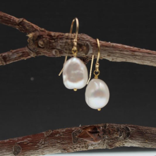 14k gold filled Baroque Freshwater Pearl earrings