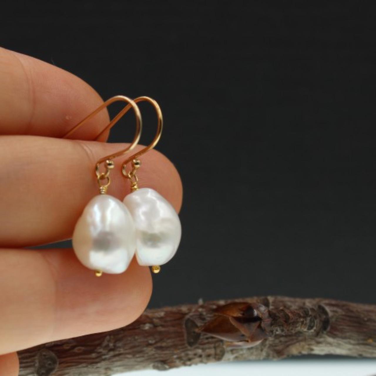 14k gold filled Baroque Freshwater Pearl earrings